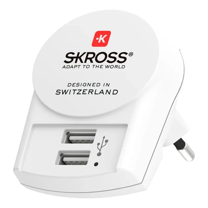 SKROSS 2 Output USB Type A AC-DC Converter Power Supply Adapter Type C 12W 5V DC Output 2.4A SKR-0083