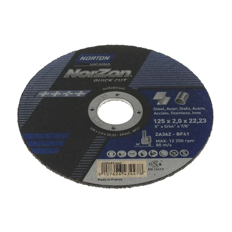 Norton Zirconium Abrasive Cutting Disc 125 mm Coarse Grade P36 Grit 66252831463
