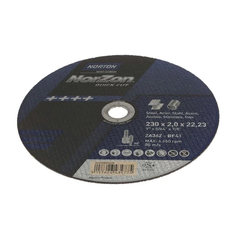 Norton Zirconium Abrasive Cutting Disc 230 mm Diameter Coarse Grade P36 Grit 66252831478