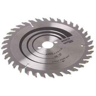 Bosch Circular Saw Blade Fine Cut 160 mm Diameter, 36 Teeth, 1.6 mm Plate Thickness, 2.6 mm Kerf Thickness 2608640597