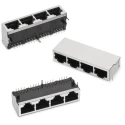 Wurth Elektronik WR-MJ Series RJ45 Connector Female PCB Nickel Plated Bronze Shield Horizontal 4 Port 8 Way RJ45