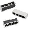 Wurth Elektronik WR-MJ Series RJ45 Connector Female PCB Nickel Plated Bronze Shield Horizontal 4 Port 8 Way RJ45