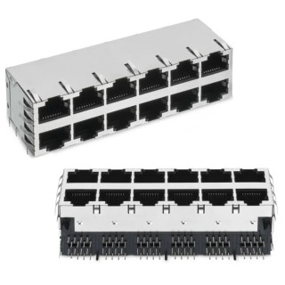 Wurth Elektronik WR-MJ Series RJ45 Connector Female, PCB Mount, Cat3 Nickel Plated Bronze Shield Horizontal 8 Port 8 Way RJ45