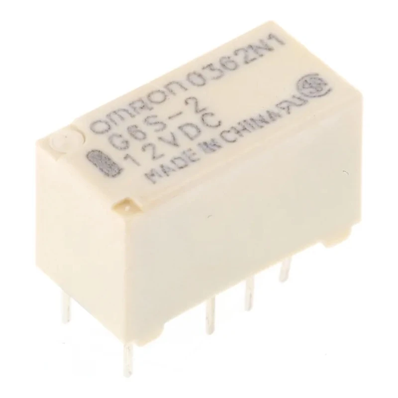 Omron Signal Relay PCB Mount 12V DC Coil, 2A Switching Current, DPDT, Model G6S-2 DC12