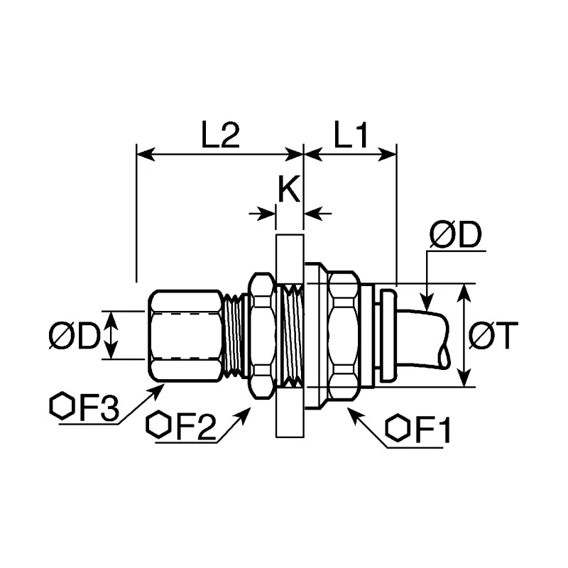 Legris Pneumatic Bulkhead Adaptor Technical Polymer Push-in 6 mm Connection LF3000 