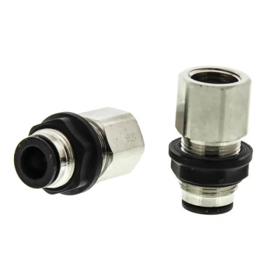 Legris LF3000 Series Pneumatic Fitting Female Threaded-to-Tube 1/4 in G, Push In 8 mm, Nickel Finish LF3000