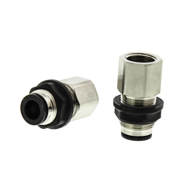 Legris LF3000 Series Pneumatic Fitting Female Threaded-to-Tube 1/4 in G, Push In 8 mm, Nickel Finish LF3000