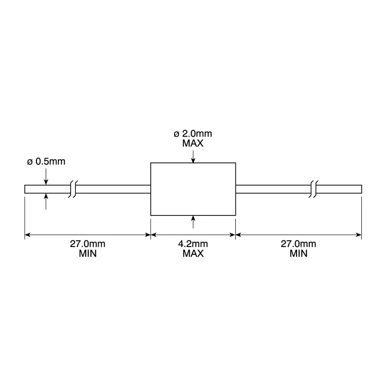 RS PRO Thermistor, NTC Type, DO-35 Package, 4.2 mm Height x 7 mm Length x 4.2 mm Depth, Axial Termination, 10% 198-927