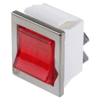 Arcolectric (Bulgin) Ltd Illuminated DPST Latching On-Off Rocker Switch Panel Nylon Housing Red Actuator C1353VENAC