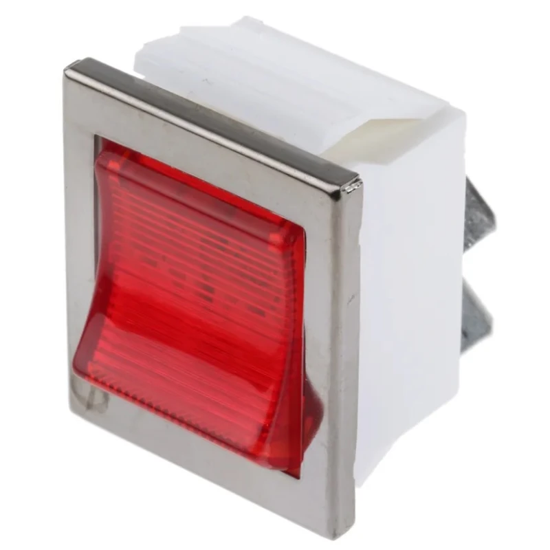 Arcolectric (Bulgin) Ltd Illuminated DPST Latching On-Off Rocker Switch Panel Nylon Housing Red Actuator C1353VENAC