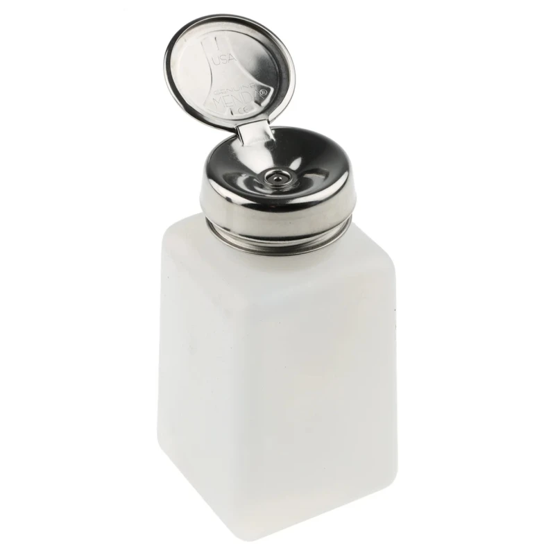 Menda 170ml Non-Conductive White Acrylic Pump Dispenser Bottle with Locking Stainless Steel Pump 613N