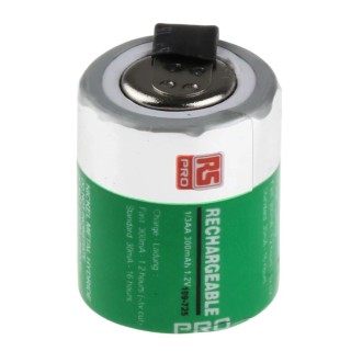 Saft Rechargeable Battery NiMH 1.2 V 300 mAh 14.1 mm Diameter Model 199-725