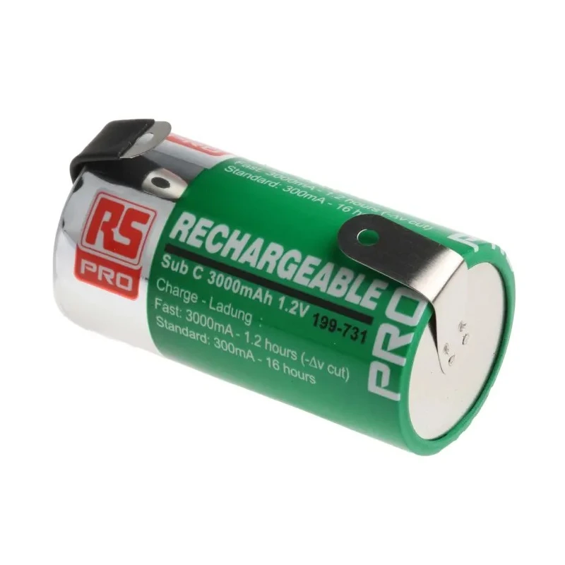 RS PRO 1.2 V SC NiMH Rechargeable Battery 23 mm Diameter 3 Ah Capacity 199-731