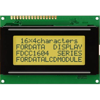 Fordata LCD Graphic Display , 4 x 16 Character Matrix, LED Backlight, Yellow Green Illumination, 5.0V FC1604A01-FSYYBW-51SE