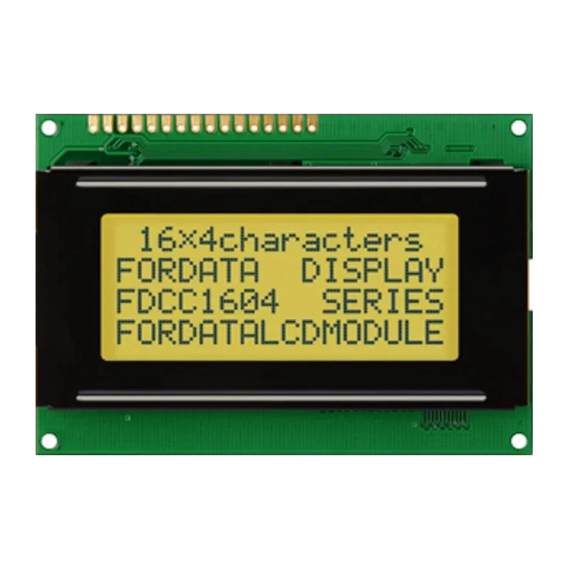 Fordata LCD Graphic Display , 4 x 16 Character Matrix, LED Backlight, Yellow Green Illumination, 5.0V FC1604A01-FSYYBW-51SE