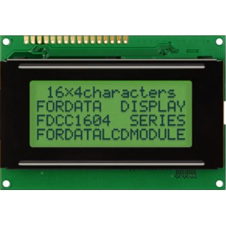 Fordata LCD Graphic Display 4 x 16 Characters Yellow Green Illumination 62x25 mm Viewing Area FC1604A01-RNNYBW-66SE