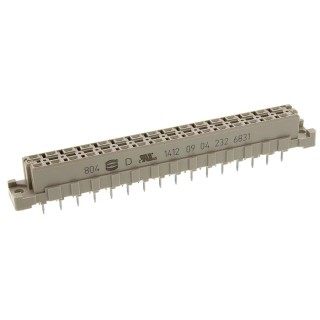 HARTING DIN 41612 32 Way 5.08 mm Pitch 6A Current 2 Row Female Straight Through Hole Connector Type C/2 Solder 09042326831