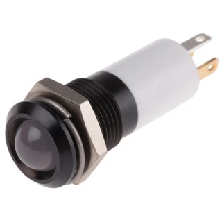 RS PRO Red, Yellow, Green Panel Mount Indicator 12V dc 20mA Solder Tab Termination Prominent Bezel 203-644