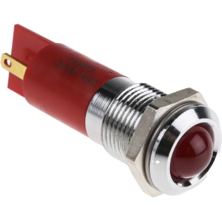 RS PRO Red Panel Mount Indicator 24V DC 20mA Solder Tab Termination Prominent Bezel 203-650