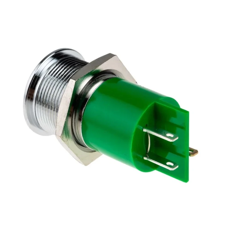 RS PRO Green Panel Mount Indicator, 24V dc, 20mA, Solder Tab Termination, Prominent Bezel 203-688
