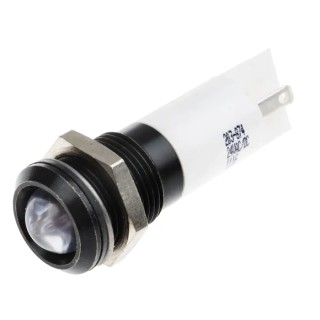 RS PRO White Panel Mount Indicator 24V dc, 20mA, IP67 Rated, Black Prominent Bezel 203-874