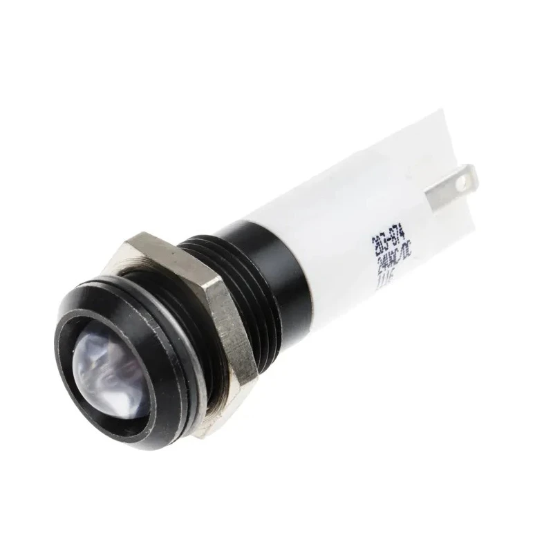 RS PRO White Panel Mount Indicator 24V dc, 20mA, IP67 Rated, Black Prominent Bezel 203-874
