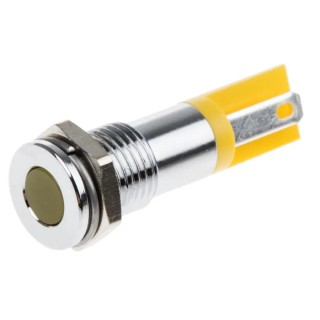 RS PRO Yellow Panel Mount Indicator 2V DC 20mA Solder Tab Termination Flush 203-824