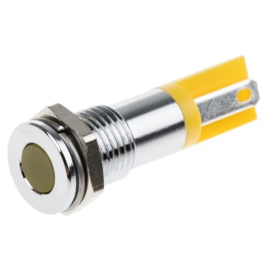 RS PRO Yellow Panel Mount Indicator 2V DC 20mA Solder Tab Termination Flush 203-824