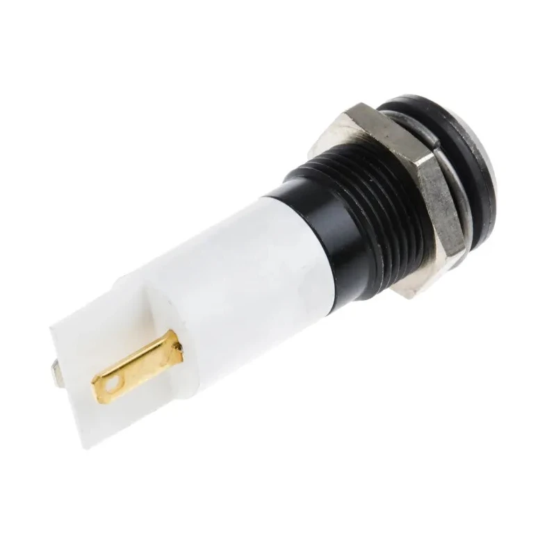 RS PRO White Panel Mount Indicator 24V dc, 20mA, IP67 Rated, Black Prominent Bezel 203-874