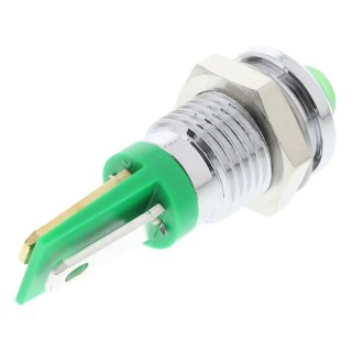 RS PRO Green Panel Mount Indicator 2V dc, 20mA, Solder Tab Termination, Prominent Bezel 203-830
