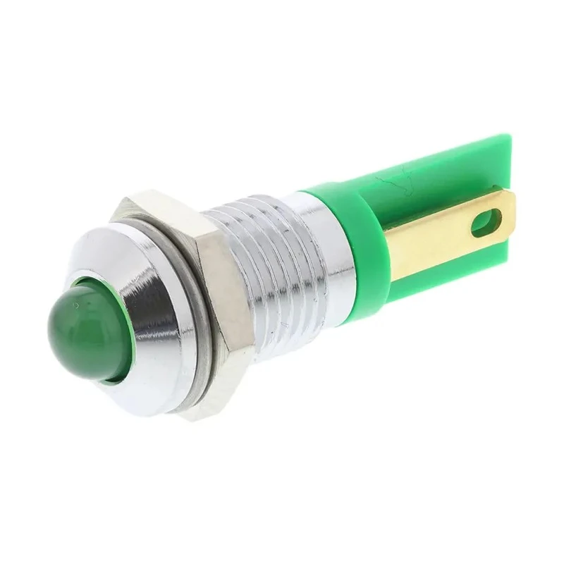 RS PRO Green Panel Mount Indicator 2V dc, 20mA, Solder Tab Termination, Prominent Bezel 203-830