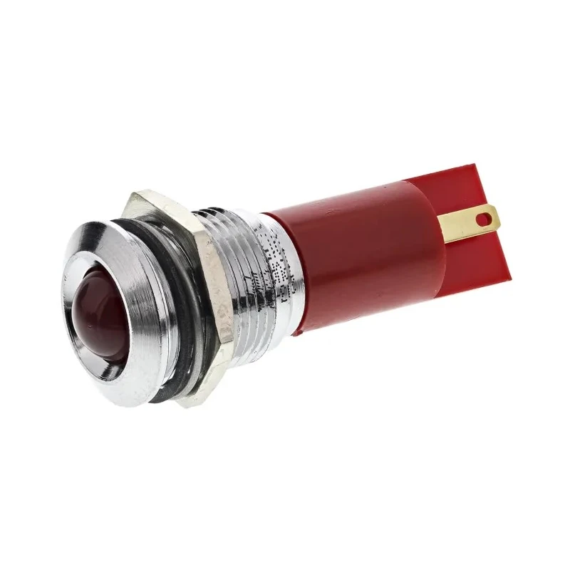 RS PRO Red Panel Mount Indicator, 12 V AC/DC, 20mA, Solder Tab Termination, Silver Bezel Prominent 203-919
