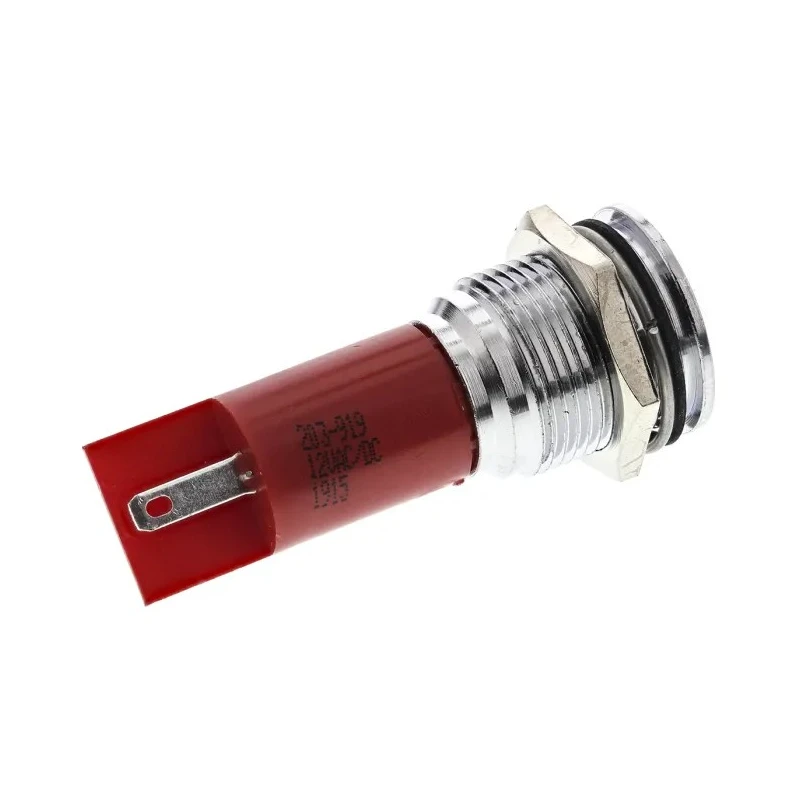 RS PRO Red Panel Mount Indicator, 12 V AC/DC, 20mA, Solder Tab Termination, Silver Bezel Prominent 203-919