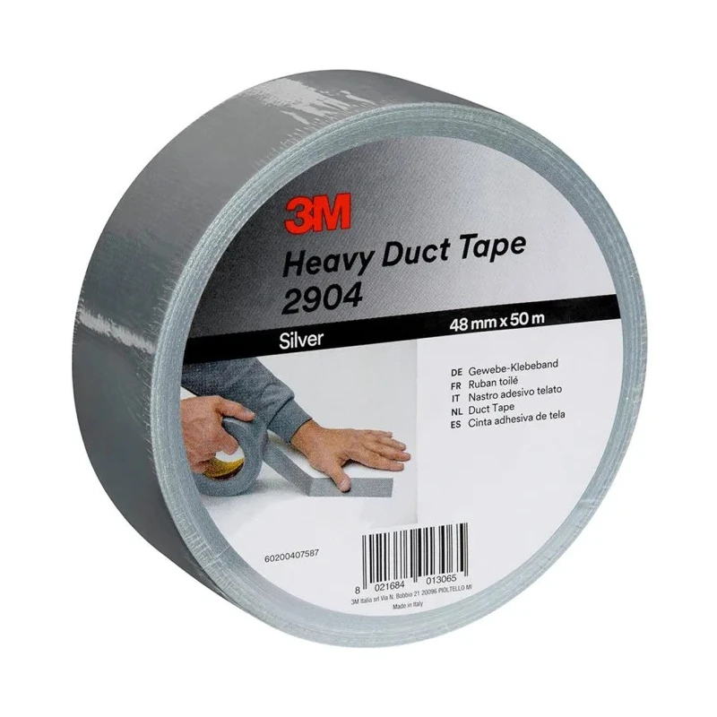 3M Heavy Duty Fabric Backed Silver Duct Tape 48mm Width 50m Length 2904 silver 48MMX50M