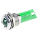 RS PRO Green Panel Mount Indicator with 12 V AC/DC, 20mA Current, Solder Tab Termination, Silver Bezel 203-925
