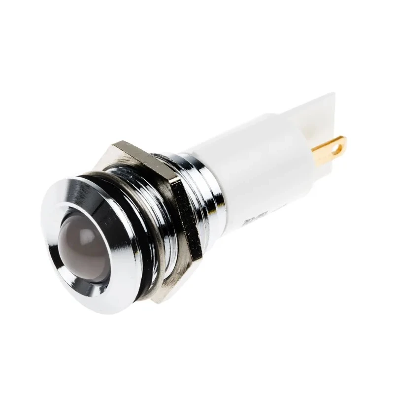 RS PRO White Panel Mount Indicator 12 V AC/DC 20mA Solder Tab Termination Prominent Bezel 203-953