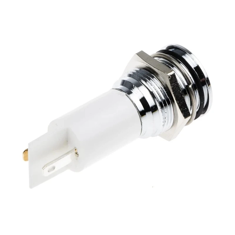 RS PRO White Panel Mount Indicator 12 V AC/DC 20mA Solder Tab Termination Prominent Bezel 203-953