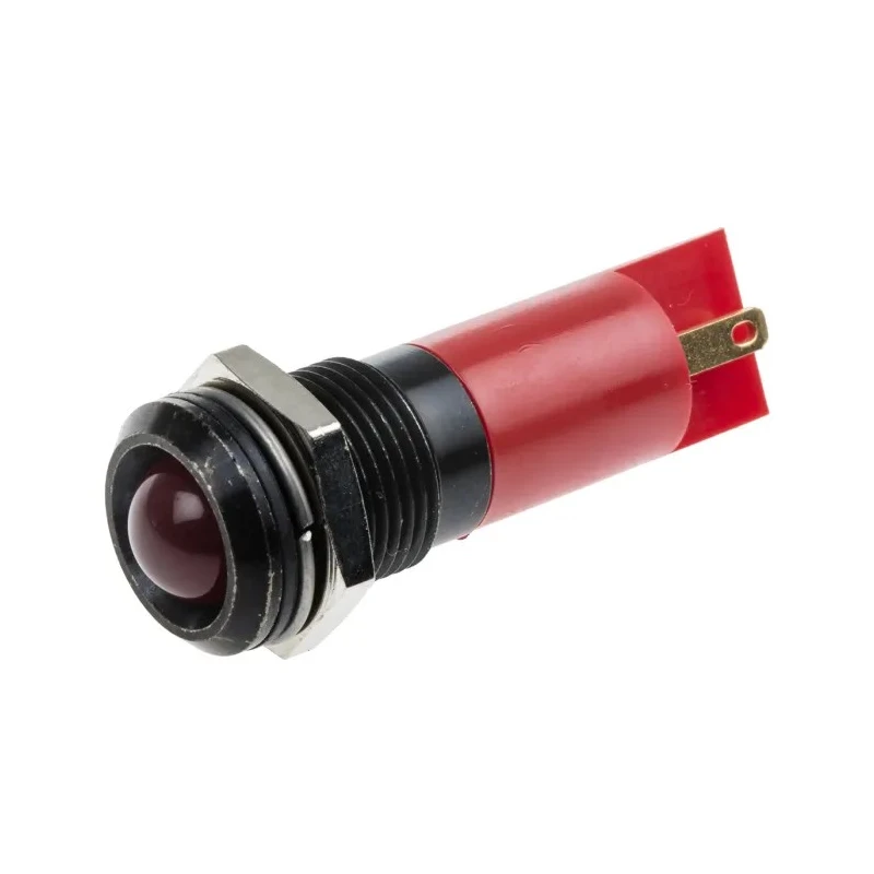 RS PRO Red Panel Mount Indicator, 12 V ac / 12 V dc, 20 mA, Solder Tab Termination, Prominent Bezel 203-969