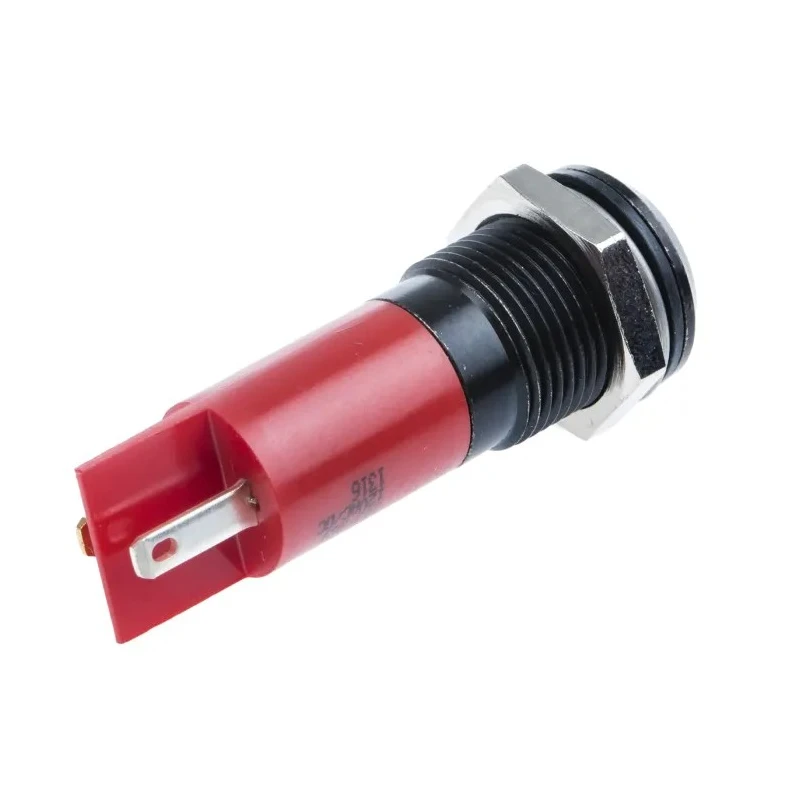 RS PRO Red Panel Mount Indicator, 12 V ac / 12 V dc, 20 mA, Solder Tab Termination, Prominent Bezel 203-969