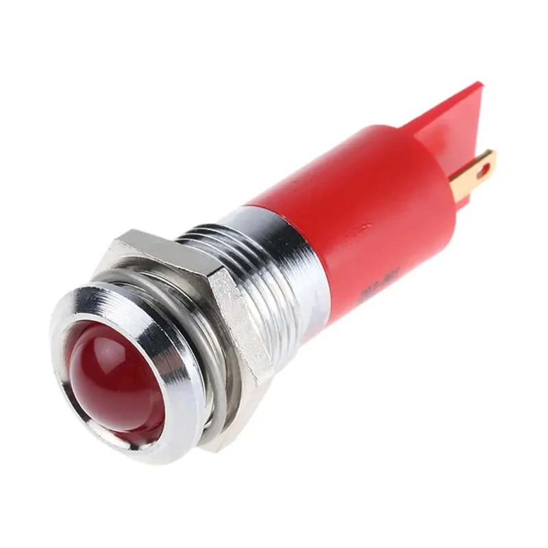 RS PRO Red Panel Mount Indicator 2V DC 20mA Solder Tab Termination Prominent Bezel 203-981