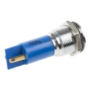 RS PRO Blue Panel Mount Indicator 12 V AC/DC 20mA Solder Tab Termination Silver Bezel 203-947
