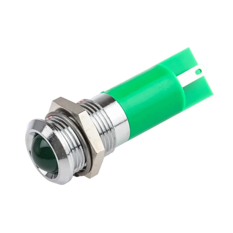RS PRO Green Panel Mount Indicator 2V dc 20mA Solder Tab Termination Prominent Bezel 203-997