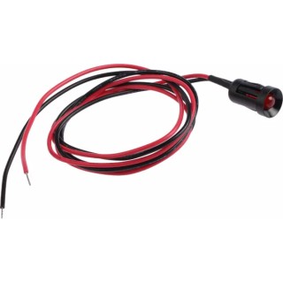 RS PRO Red Panel Mount Indicator LED 12V DC 20mA Lead Wire Termination Recessed Black Bezel 204-063