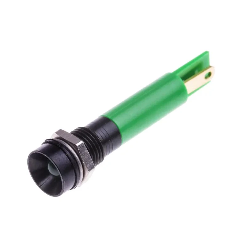 RS PRO Green Panel Mount Indicator, 230V AC, 3mA Current, Recessed Black Bezel 204-035