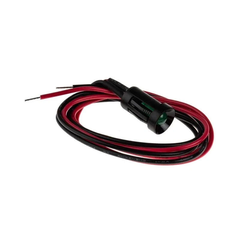 RS PRO Green Panel Mount Indicator 24V DC 20mA Lead Wire Termination Recessed Bezel 204-091