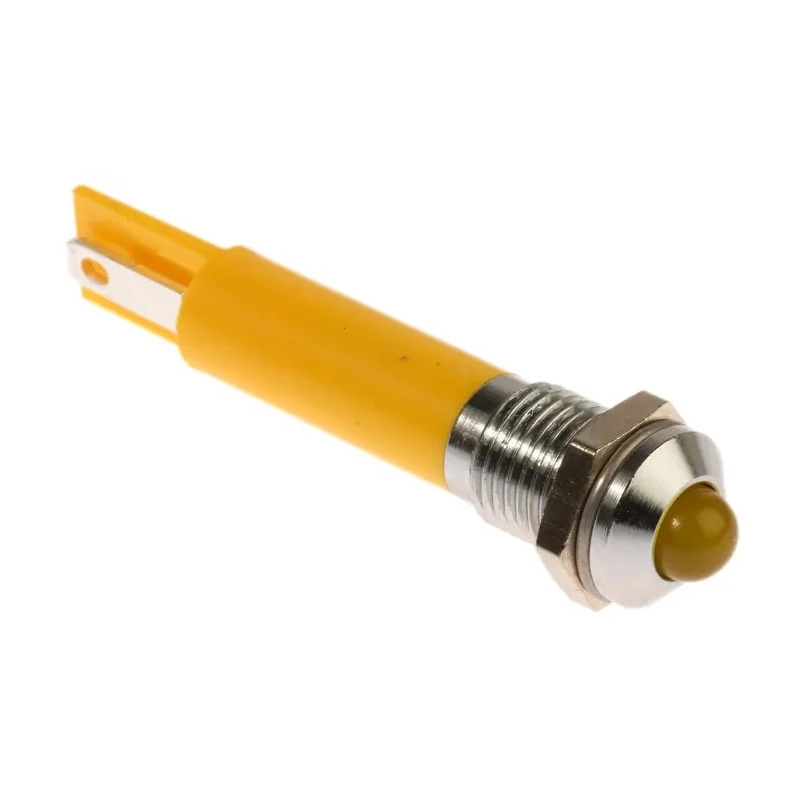 RS PRO Yellow Panel Mount Indicator 230V AC 3mA Prominent Bezel 40mm Length Model 204-287