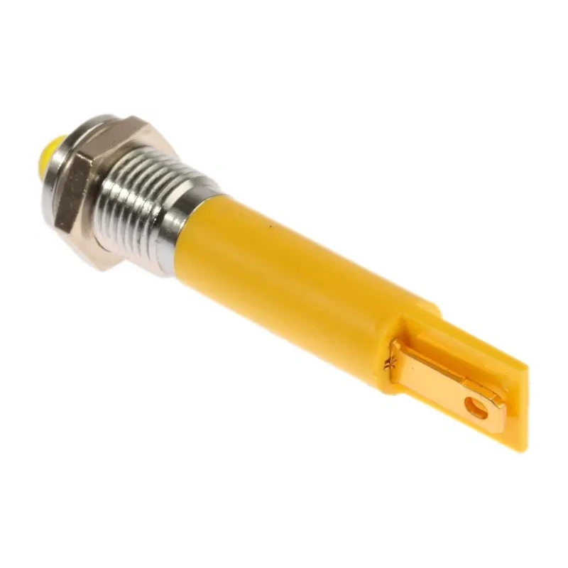 RS PRO Yellow Panel Mount Indicator 230V AC 3mA Prominent Bezel 40mm Length Model 204-287