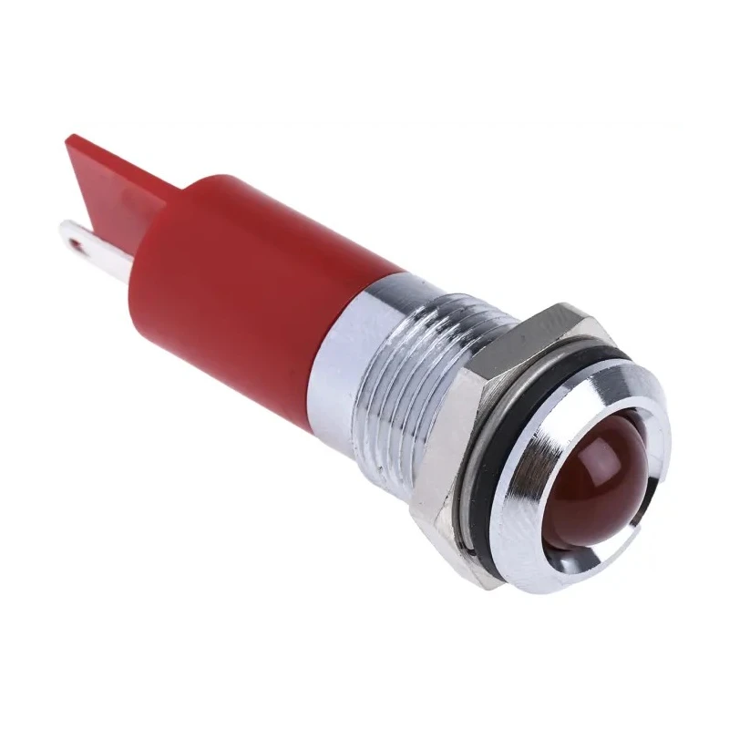 RS PRO Red Panel Mount Indicator, 24V dc, 20mA, IP67 Rating, Prominent Bezel, Silver Bezel Colour IP67