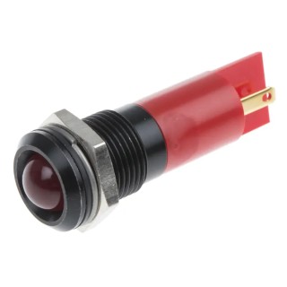 RS PRO Red Panel Mount Indicator 12V 20mA Black Bezel Prominent Style IP40 IP40