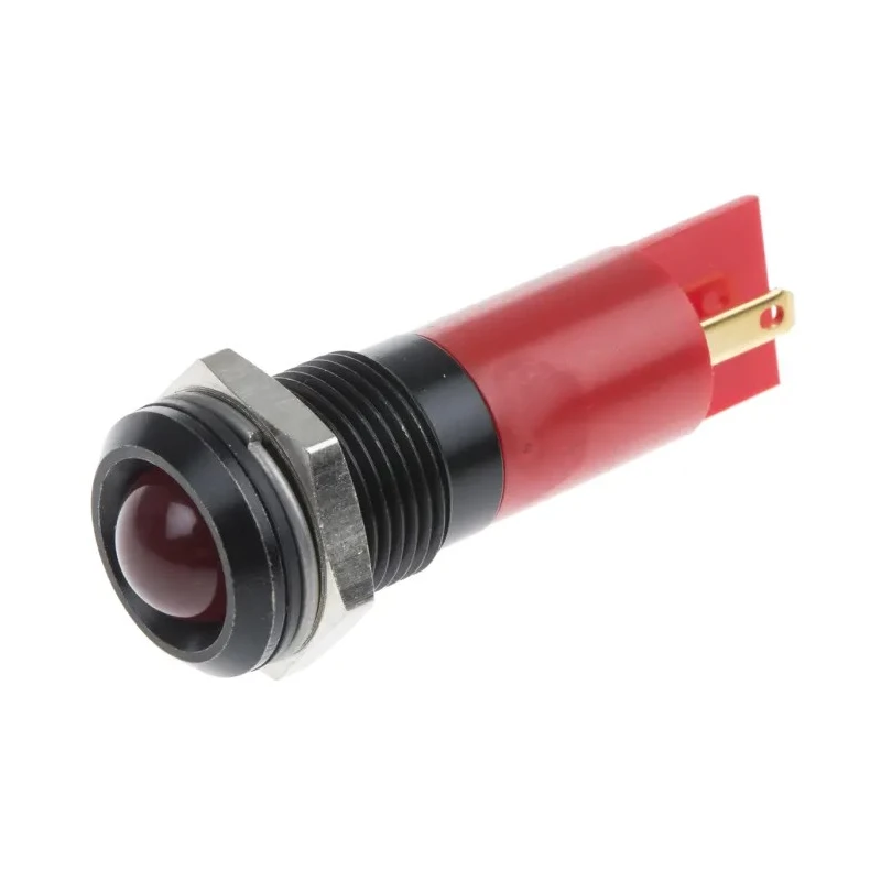 RS PRO Red Panel Mount Indicator 12V 20mA Black Bezel Prominent Style IP40 IP40